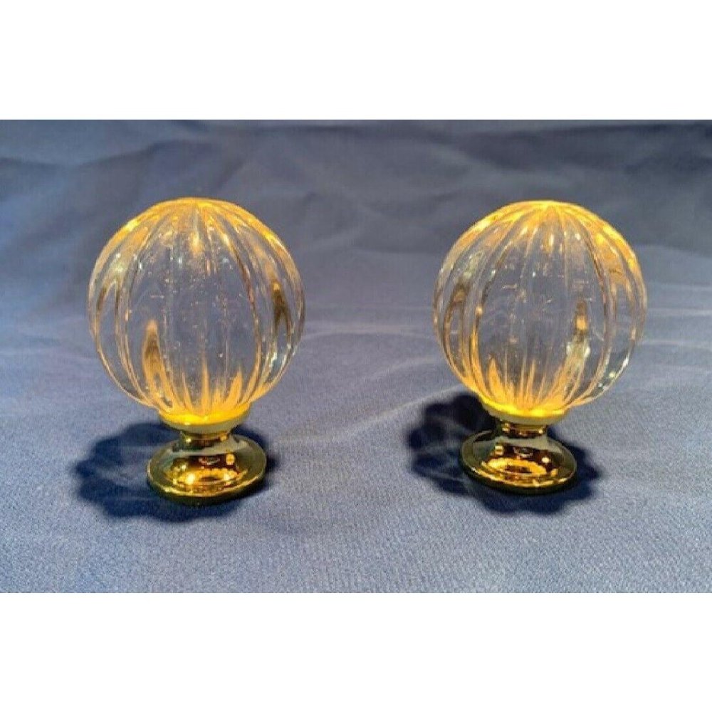 Two (2) Solid Large Clear Crystal Cabinet Pulls 1 3/4" wide Two (2) 0170-01045C